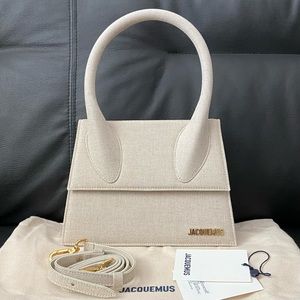 NWT JACQUEMUS Linen Canvas Le Papier 'Le Grand Chiquito' Top Handle Bag